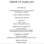 Order of Exercises from the 1987 commencement ceremony booklet