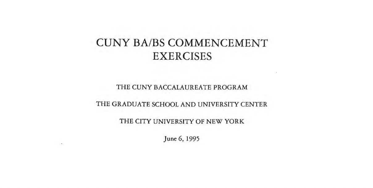 Cover page from the 1995 commencement booklet