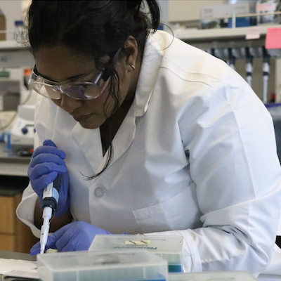 Woman working in science lab