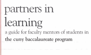 Cover page for Partners in Learning, the CUNY BA mentor handbook