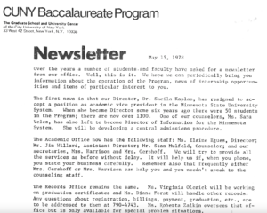 CUNY BA Newsletter from May 15, 1978
