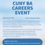 flyer for cunyba alumni careers event