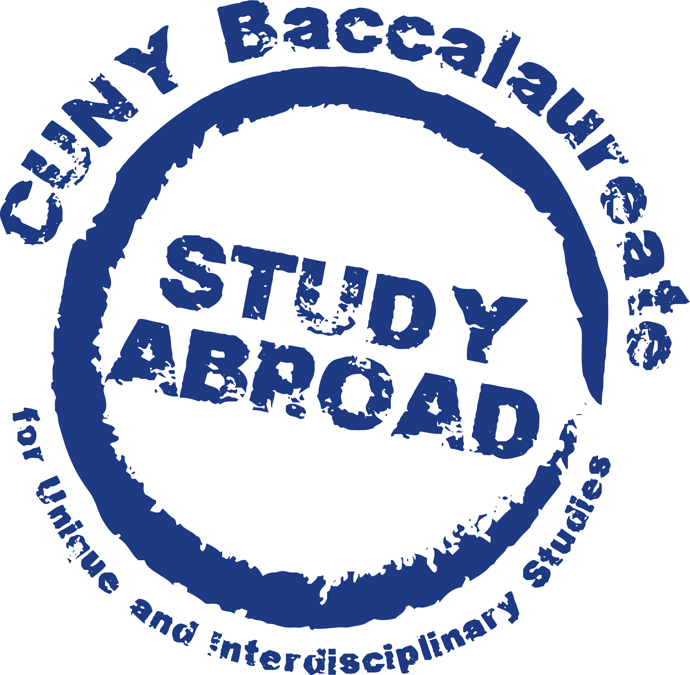 passport style stamp that reads CUNY Baccalaureate for Unique and Interdisciplinary Studies STUDY ABROAD