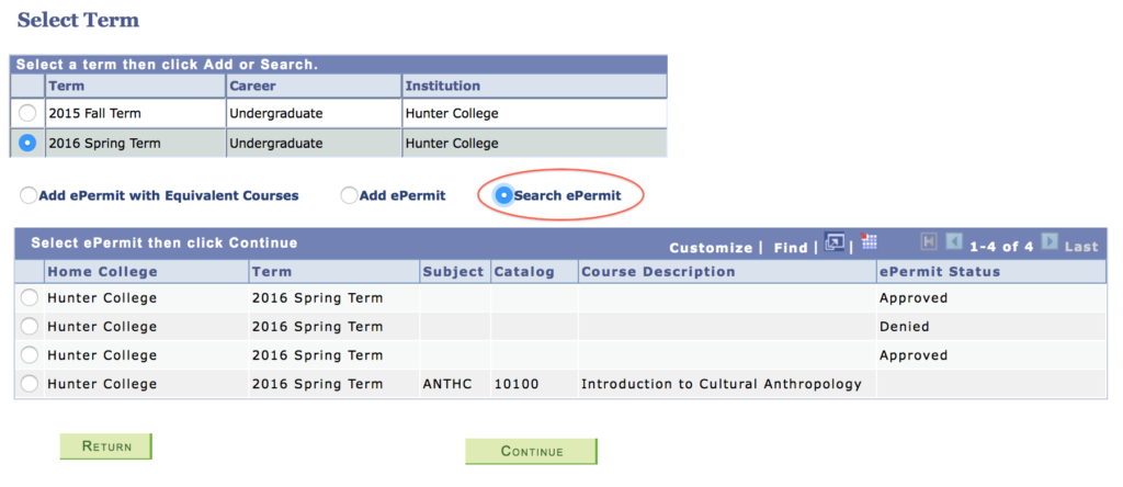 Image of CUNYFirst Interface
