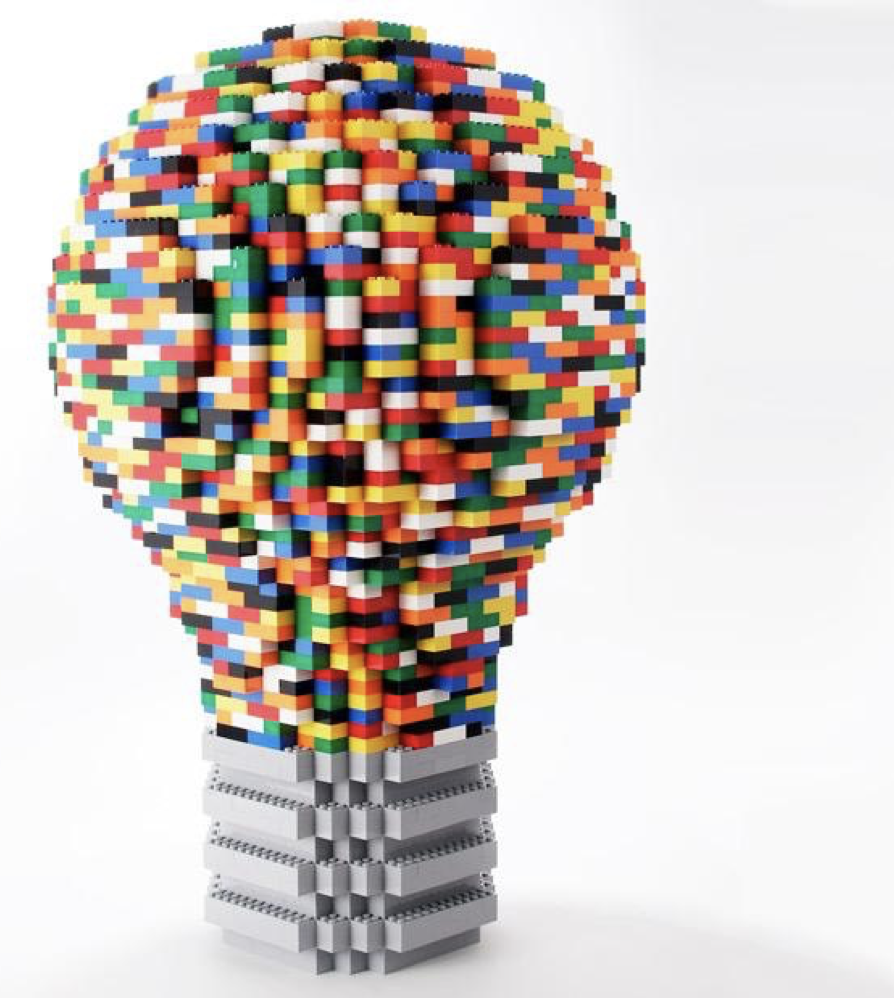 lightbulb made of colorful lego pieces